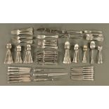 A large quantity of Kings pattern silver plated cutlery.