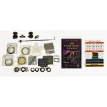 Collection of Hasselblad eyepieces, level, shoe, cable release,