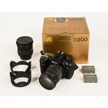 Nikon D200 camera with a Sigma DC 18-50 mm f2.8 EXD lens, a Sigma 10-20mm D f4 - 5.