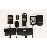 Four Gossen flash meters including Starlite Sixtomat digital,