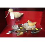 Four wooden birds ornaments