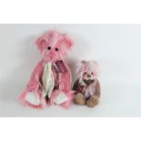 Two Charlie bears, to comprise "Aunt Bibi", having pink and white long pile plush body,