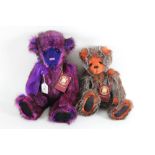 Two Charlie bears, to comprise "Firework", with blue and violet plush body, and "Pumpkin Pie",