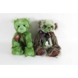 Two Charlie bears, to comprise "Wozley", having green and brown plush body, and "Garland",