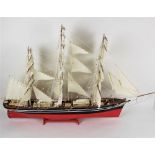 A kit built model of the Cutty Sark, with extensive rigging, constructed out of wood,