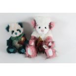 Two Charlie bears, to comprise "Coconut Ice", with white and pink long pile plush body,