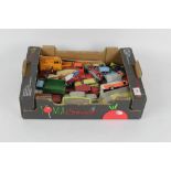 A box of Dinky and other diecast model vehicles, in play worn condition,