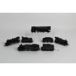 A group of 00 gauge model locomotives and tenders,