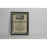 A framed Model Railway Exhibition "Announcing The Last Train" poster,