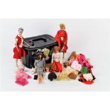 A 1960's vintage Barbie and Midge Travel Pals case, four vinyl Midge Barbie dolls,