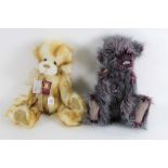 Two Charlie bears, to comprise "Fizzy Whizz", having damson feather effect plush body,