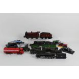 A group of model locomotives, collectable model locomotives, scale model cars,