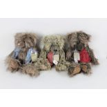 Three Suki silver tag limited edition teddy bears, to comprise "Jacob bear", with red checkered bow,