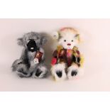 Two Charlie bears, to comprise "Hinckley", with black, grey and white long pile plush body,