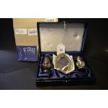 A cased silver hallmarked condiment set,