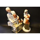 Two Royal Doulton figures and animal ornaments to comprise Thanks Doc and Childhood Days It Won't