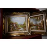 Two gilt framed and signed paintings