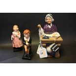 Three Royal Doulton figural ornaments to comprise Schoolmarm,