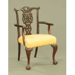 A Victorian Chippendale style carver armchair,
