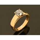 An 18 ct yellow gold fancy diamond ring, Size P, diamond weight +/- 2.20 carats.