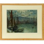 Valentine Davies, a pastel ships in harbour. 34 cm x 45 cm, framed, signed.