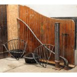 A Victorian stable divider, in pine with integral water troughs and hay racks.