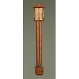 A Georgian mahogany stick barometer, with paper dial marked P Gally London. Height 97 cm.
