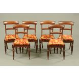 A set of six Regency/William IV mahogany bar backed dining chairs, each with drop in seat,