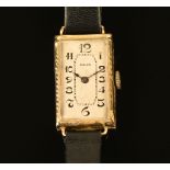 A 9 ct gold cased ladies Rolex wristwatch, 1930's with Arabic numerals,