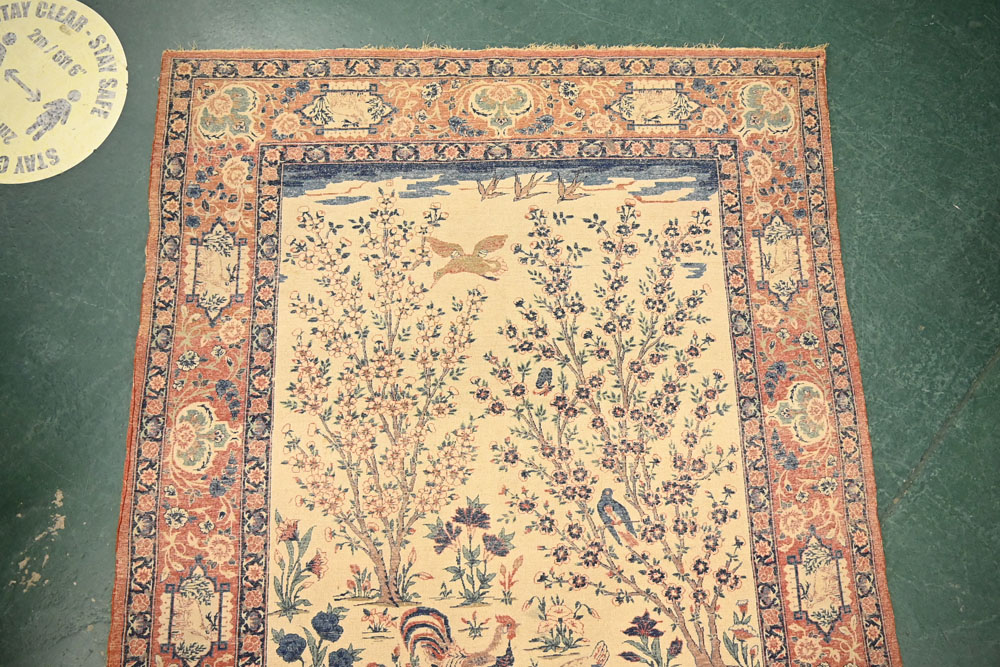 A pair of Eastern silky pile fringed rugs, decorated with various birds, - Image 16 of 23