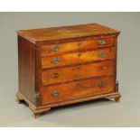 A George III mahogany crossbanded Lancashire chest of four drawers,