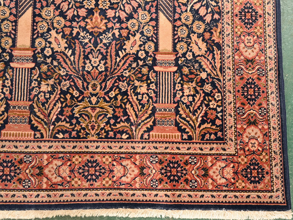 A pair of woollen rugs, Persian design with fringed ends. 106 cm x 112 cm. - Image 4 of 5