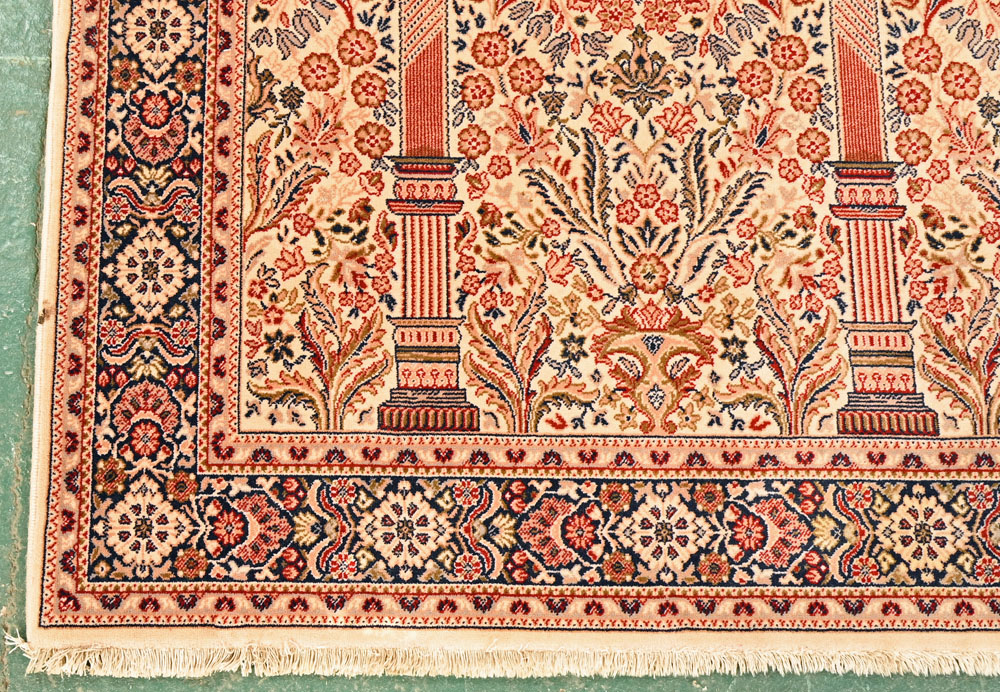 A pair of woollen rugs, Persian design with fringed ends. 106 cm x 112 cm. - Image 5 of 5