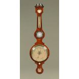 A George III inlaid mahogany banjo barometer by Tarelli Northampton, large form with mirror.