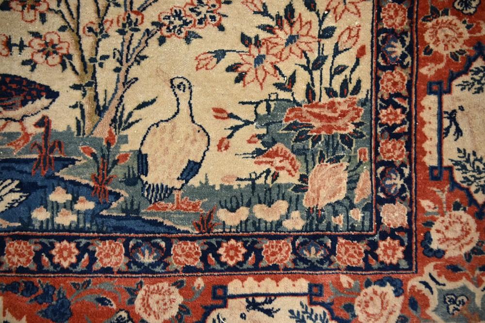 A pair of Eastern silky pile fringed rugs, decorated with various birds, - Image 12 of 23