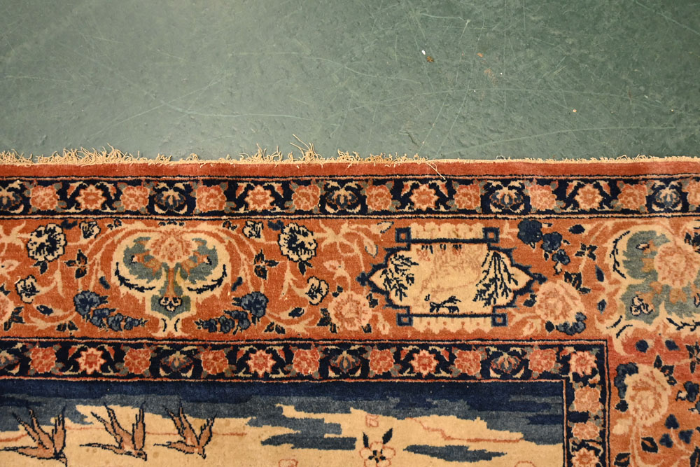 A pair of Eastern silky pile fringed rugs, decorated with various birds, - Image 22 of 23