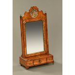 A 19th century walnut veneered dressing mirror,