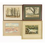 William Dodd, a collection of watercolours and an oil (4), depicting a variety of woodland,