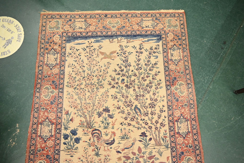A pair of Eastern silky pile fringed rugs, decorated with various birds, - Image 7 of 23