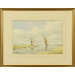 Graham Howleat, "The Albion on The Bure Near Great Yarmouth". 34 cm x 49 cm, framed, signed.