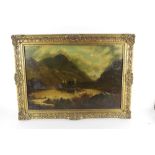 WH Rooke (British, 19th/ 20th century), Mountainous landscape with castle, Signed to the lover left,