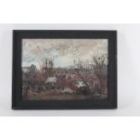 Dunlop (British School, 20th century), Landscape with trees and buildings in Impressionist style,