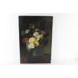 Continental School, 19th/ 20th century, Still life of vase with flowers, Oil on canvas,