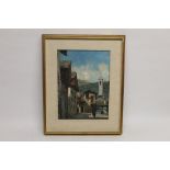 Continental School, 20th century Italian street scene, Signed to the lower right, Oil on board,