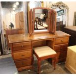 Modern dressing table with mirror and stool,