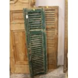 Pair of green painted louvre shutter doors, height 122 cm,