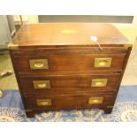 Reproduction miniature Campaign chest with brass corners and recessed handles