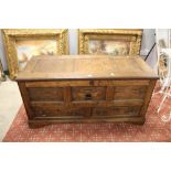 Oak mule chest with bee decoration, height 66 cm, width 132 cm,