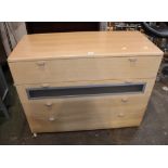 Modern beech effect chest of drawers,