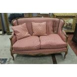 LOT WITHDRAWN Edwardian style two seater settee with red floral upholstery (AF)